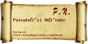 Petneházi Nándor névjegykártya
