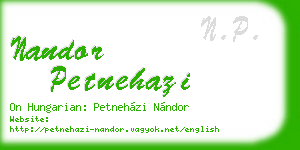 nandor petnehazi business card